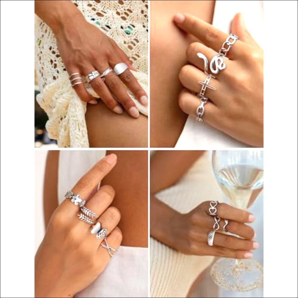 Stainless Steel Stackable Rings Set Adjustable No… - image 6